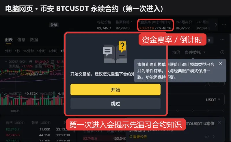 币安 BTCUSDT 永续合约交易页