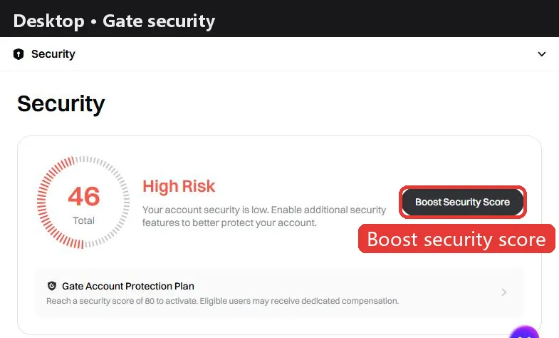 Gate security settings