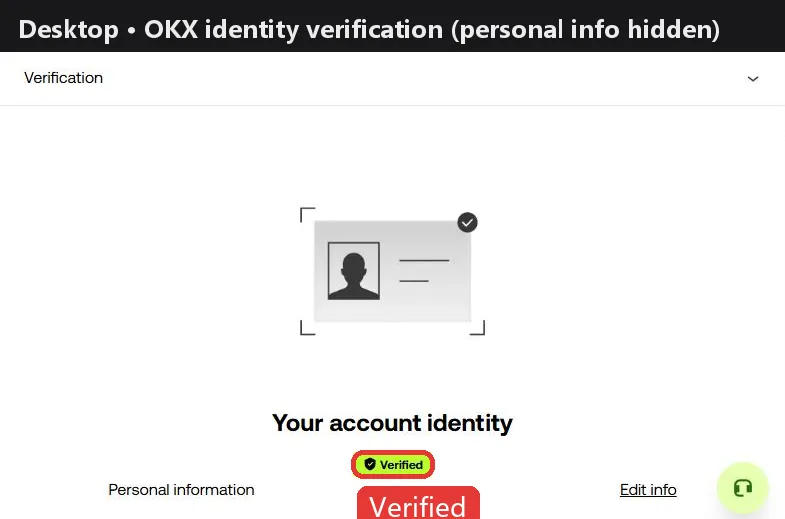 OKX identity verification page